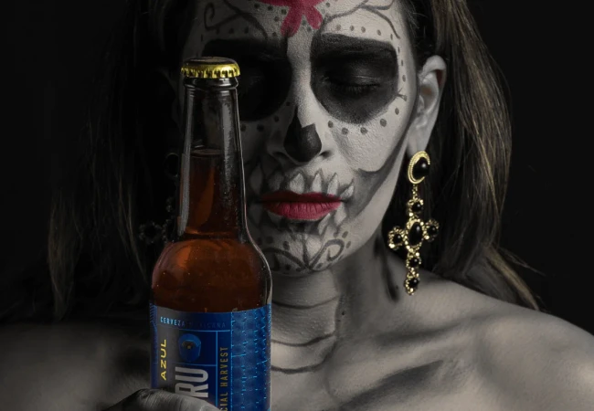 Artistic representation of a Catrina, a traditional Mexican figure symbolizing the Day of the Dead, reflecting the cultural heritage and vibrant spirit of Mexico, used to celebrate life and death.